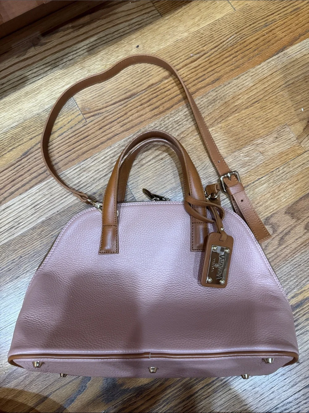 NWOT Valentina Pebbled Leather Retro Dome Satchel